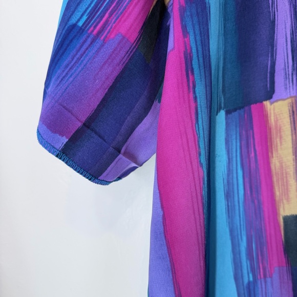 A Personal Touch | VTG Plus Size Multicolor Watercolor Pattern Button Blouse Top - Picture 16 of 16